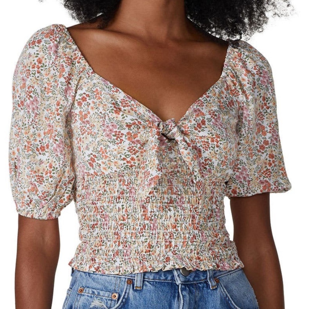 Madewell Floral Tie-Front Blouse